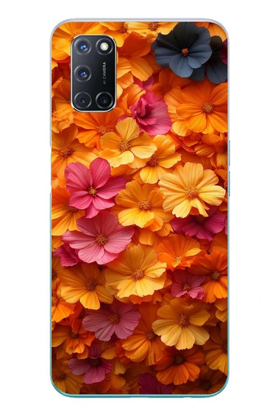 Le Balvo Oppo A52 Uyumlu Sarı Pembe Çiçekler Baskılı Silikon Kılıf ürün görseli 1