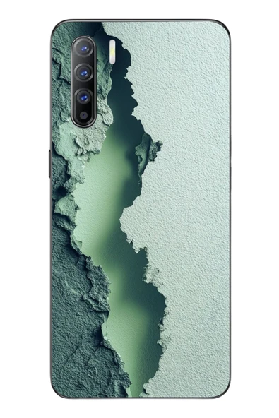 Le Balvo Oppo Reno 3 Uyumlu Koyu Yeşil İzler Baskılı Silikon Kılıf ürün görseli 1