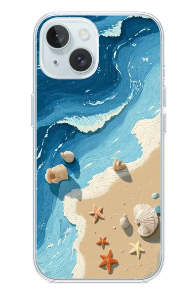 Le Balvo İphone 15 Uyumlu Deniz Yıldızı Tatilde Baskılı Silikon Kılıf ürün görseli 1