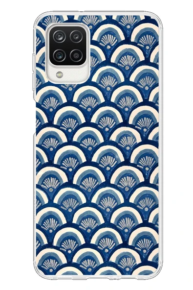 Le Balvo Samsung Galaxy A12 Uyumlu Mavi Bükleler Baskılı Silikon Kılıf ürün görseli 1