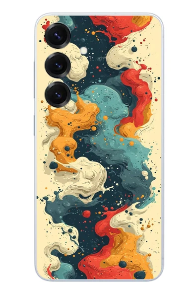 Le Balvo Samsung Galaxy S25 Uyumlu Ahenkli Boya İzleri Baskılı Silikon Kılıf ürün görseli 1