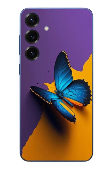 Le Balvo Samsung Galaxy S25 Plus Uyumlu Mavi Kelebek Baskılı Silikon Kılıf ürün görseli 1
