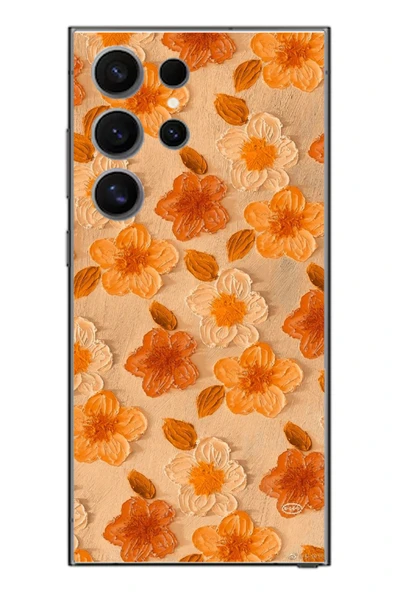 Le Balvo Samsung Galaxy S24 Ultra Uyumlu Turuncu Papatyalar Baskılı Silikon Kılıf ürün görseli 1