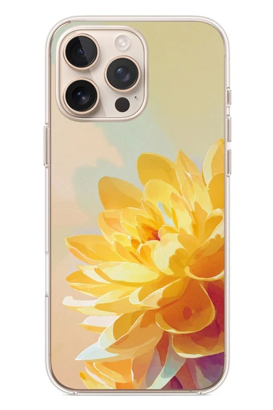 Le Balvo İphone 16 Pro Max Uyumlu Sarı Çiçek Baskılı Silikon Kılıf ürün görseli 1