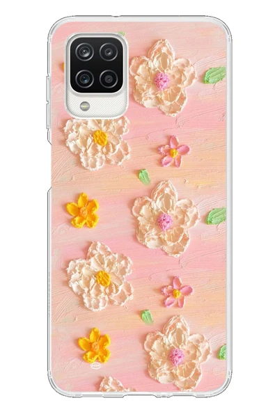 Le Balvo Samsung Galaxy A12 Uyumlu Pastel Papatya Baskılı Silikon Kılıf ürün görseli 1
