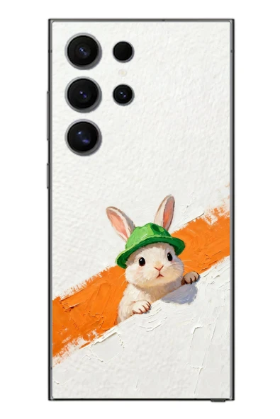 Le Balvo Samsung Galaxy S24 Ultra Uyumlu Yeşil Şapkalı Tavşan Baskılı Silikon Kılıf ürün görseli 1