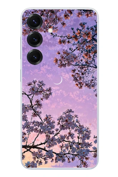 Le Balvo Samsung Galaxy S25 Uyumlu Mor Gökyüzülü Ağaç Baskılı Silikon Kılıf ürün görseli 1