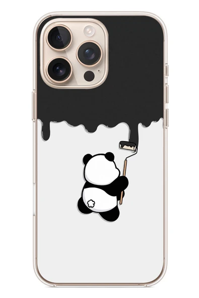 Le Balvo İphone 16 Pro Max Uyumlu Boyacı Panda Baskılı Silikon Kılıf ürün görseli 1