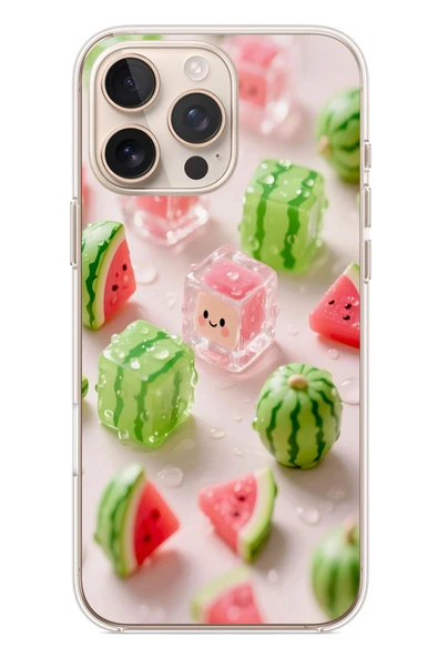 Le Balvo İphone 16 Pro Max Uyumlu Buzlu Karpuz Baskılı Silikon Kılıf ürün görseli 1