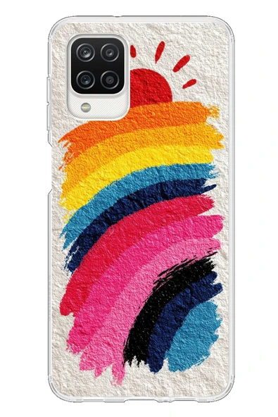 Le Balvo Samsung Galaxy A12 Uyumlu Güneşli Gökkuşağı Baskılı Silikon Kılıf ürün görseli 1