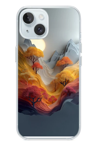 Le Balvo İphone 15 Uyumlu Renk Dalgalı Manzara Baskılı Silikon Kılıf ürün görseli 1