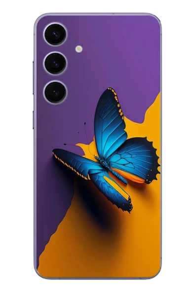 Le Balvo Samsung Galaxy S24 Plus Uyumlu Mavi Kelebek Baskılı Silikon Kılıf ürün görseli 1