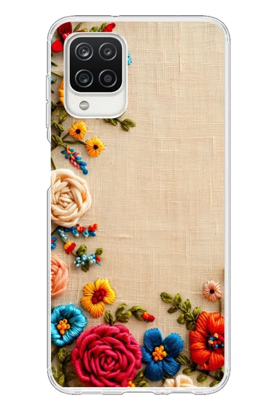 Le Balvo Samsung Galaxy A12 Uyumlu İşlemeli İğne Oyası Baskılı Silikon Kılıf ürün görseli 1