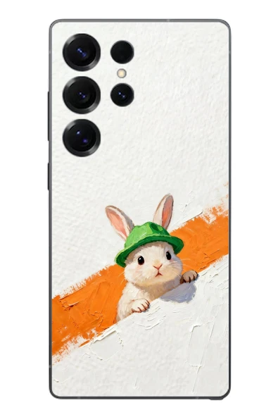 Le Balvo Samsung Galaxy S25 Ultra Uyumlu Yeşil Şapkalı Tavşan Baskılı Silikon Kılıf ürün görseli 1