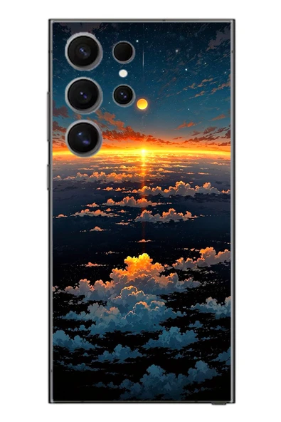 Le Balvo Samsung Galaxy S24 Ultra Uyumlu Gün Batımı ve Ay Baskılı Silikon Kılıf ürün görseli 1