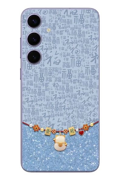 Le Balvo Samsung Galaxy S24 Plus Uyumlu Mavi Japon Desen Baskılı Silikon Kılıf ürün görseli 1
