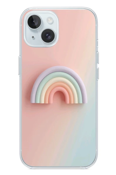 Le Balvo İphone 15 Uyumlu Gökkuşağı Pastel Baskılı Silikon Kılıf ürün görseli 1