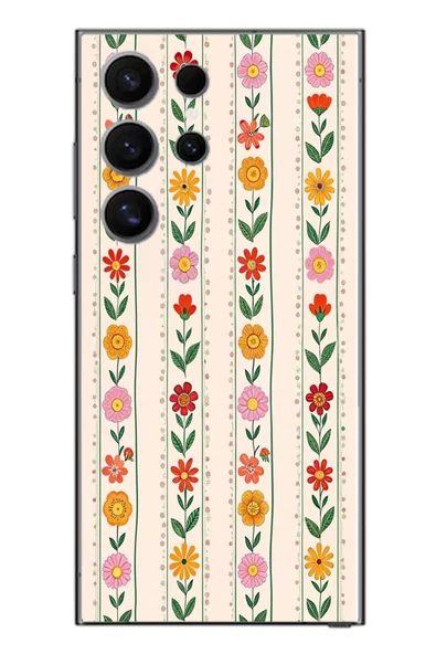 Le Balvo Samsung Galaxy S24 Ultra Uyumlu Çiçekler ve Yaprakları Baskılı Silikon Kılıf ürün görseli 1