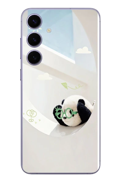 Le Balvo Samsung Galaxy S24 Plus Uyumlu Gözlüklü Panda Baskılı Silikon Kılıf ürün görseli 1