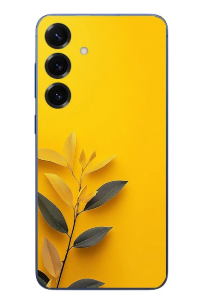 Le Balvo Samsung Galaxy S25 Plus Uyumlu Sarı Siyah Çiçekler Baskılı Silikon Kılıf ürün görseli 1