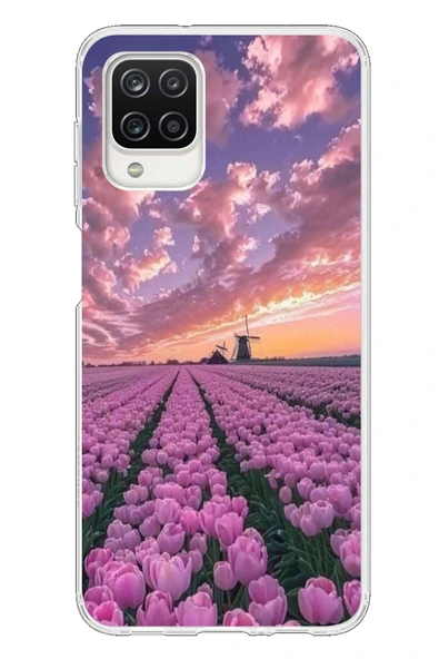 Le Balvo Samsung Galaxy A12 Uyumlu Lale Bahçesi Baskılı Silikon Kılıf ürün görseli 1