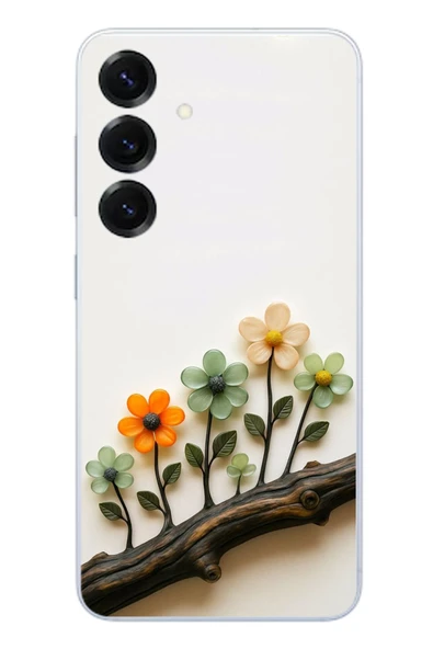 Le Balvo Samsung Galaxy S25 Uyumlu Dalda Açan Çiçekler Baskılı Silikon Kılıf ürün görseli 1