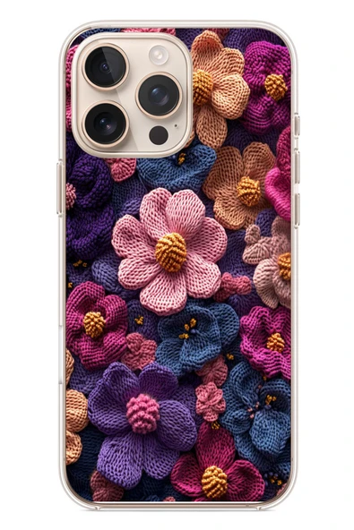 Le Balvo İphone 16 Pro Max Uyumlu Çiçek Örgüsü Baskılı Silikon Kılıf ürün görseli 1