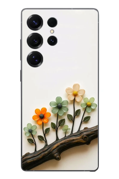 Le Balvo Samsung Galaxy S25 Ultra Uyumlu Dalda Açan Çiçekler Baskılı Silikon Kılıf ürün görseli 1