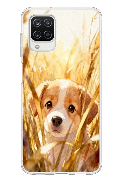 Le Balvo Samsung Galaxy A12 Uyumlu Golden Köpek Baskılı Silikon Kılıf ürün görseli 1