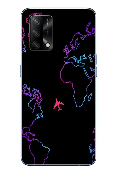 Le Balvo Oppo A74 Uyumlu Dünya Uçuşu Baskılı Silikon Kılıf ürün görseli 1