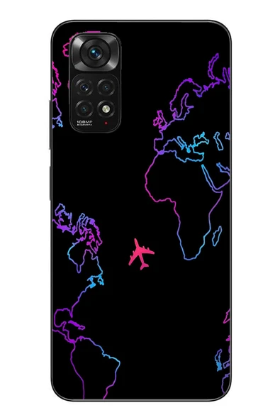 Le Balvo Redmi Note 11 - 11s Uyumlu Dünya Uçuşu Baskılı Silikon Kılıf ürün görseli 1