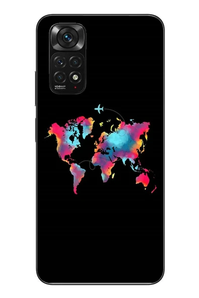 Le Balvo Redmi Note 11 - 11s Uyumlu Dünya Renkli Haritası Baskılı Silikon Kılıf ürün görseli 1