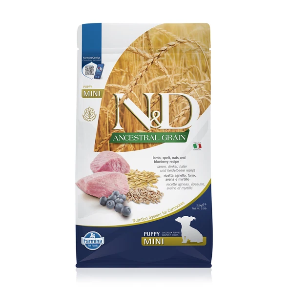 N&D Az Tahıllı Kuzu Etli Yaban Mersinli Yavru Köpek Maması 2.5 Kg ürün görseli 1