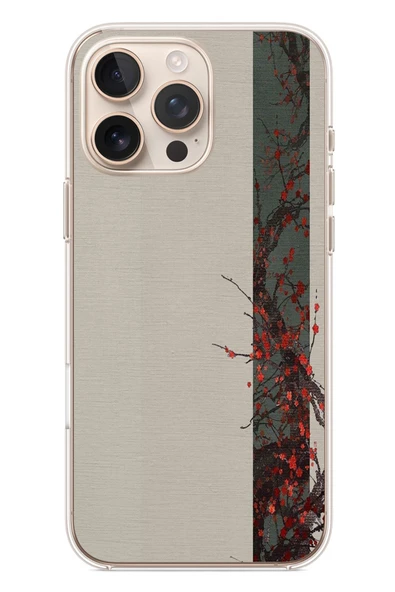 Le Balvo İphone 16 Pro Max Uyumlu Sade Sonbahar Sarmaşık Baskılı Silikon Kılıf ürün görseli 1