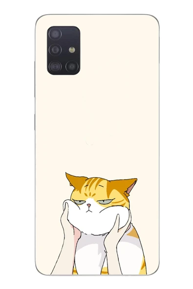 Le Balvo Samsung Galaxy A51 Uyumlu Sarı Kedi Yanakları Baskılı Silikon Kılıf ürün görseli 1