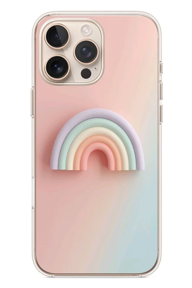 Le Balvo İphone 16 Pro Max Uyumlu Gökkuşağı Pastel Baskılı Silikon Kılıf ürün görseli 1
