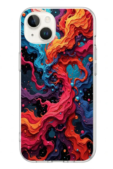 Le Balvo İphone 13/14 Uyumlu Dalgaların İz Karışımı Baskılı Silikon Kılıf ürün görseli 1