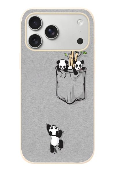 Le Balvo İphone 17 Pro Max Uyumlu Cepli Panda Baskılı Silikon Kılıf ürün görseli 1