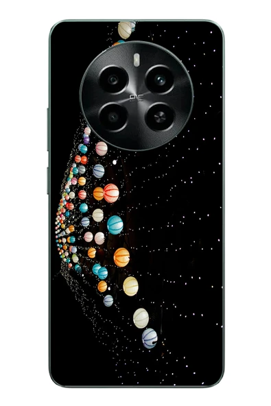 Le Balvo Realme 12 4G Uyumlu Gezegenlerin Dansı Baskılı Silikon Kılıf ürün görseli 1