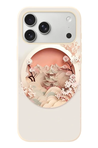 Le Balvo İphone 17 Pro Max Uyumlu Manzar Retro Yuvarlak Baskılı Silikon Kılıf ürün görseli 1