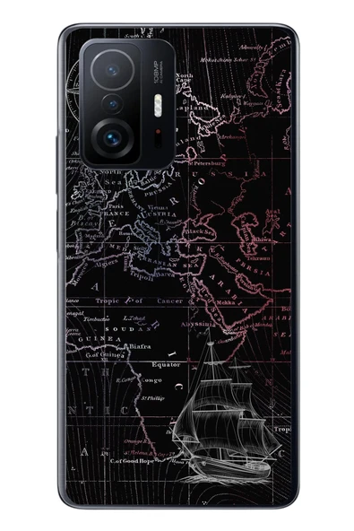 Le Balvo Xiaomi Mi 11 T-11 T Pro Uyumlu Denizci Dünya Haritası Baskılı Silikon Kılıf ürün görseli 1