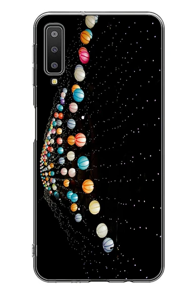 Le Balvo Samsung Galaxy A7 2018 Uyumlu Gezegenlerin Dansı Baskılı Silikon Kılıf ürün görseli 1