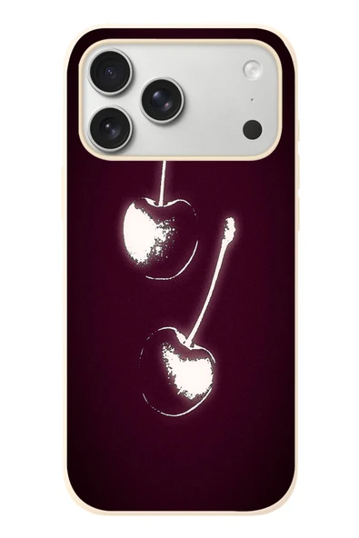 Le Balvo İphone 17 Pro Max Uyumlu İki Kiraz Baskılı Silikon Kılıf ürün görseli 1