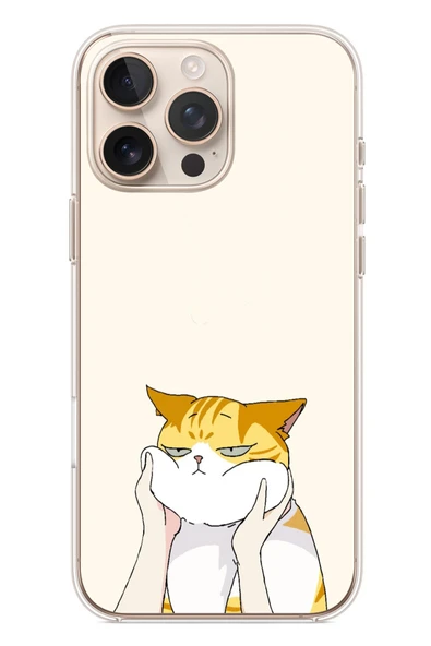 Le Balvo İphone 16 Pro Max Uyumlu Sarı Kedi Yanakları Baskılı Silikon Kılıf ürün görseli 1