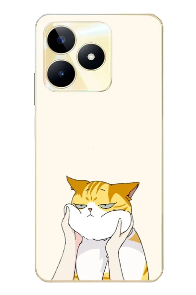 Le Balvo Realme C53 Uyumlu Sarı Kedi Yanakları Baskılı Silikon Kılıf ürün görseli 1