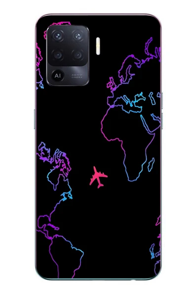 Le Balvo Oppo Reno 5 Lite Uyumlu Dünya Uçuşu Baskılı Silikon Kılıf ürün görseli 1