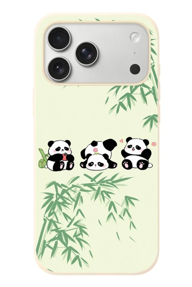 Le Balvo İphone 17 Pro Max Uyumlu Panda Ailesi Baskılı Silikon Kılıf ürün görseli 1