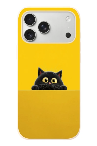 Le Balvo İphone 17 Pro Max Uyumlu Sarı Gözlü Kedi Baskılı Silikon Kılıf ürün görseli 1
