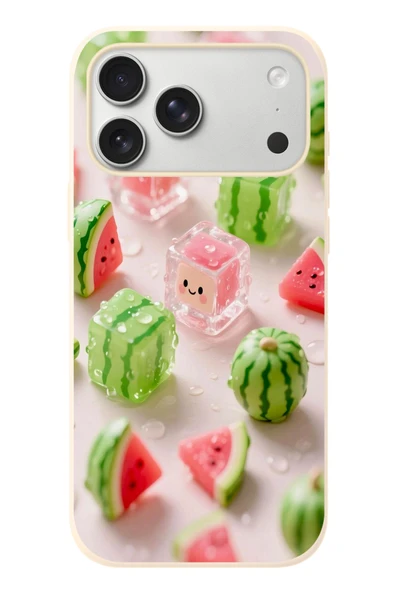 Le Balvo İphone 17 Pro Max Uyumlu Buzlu Karpuz Baskılı Silikon Kılıf ürün görseli 1