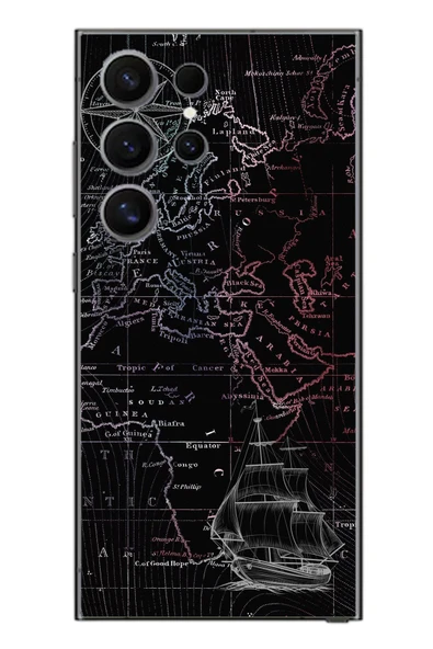 Le Balvo Samsung Galaxy S24 Ultra Uyumlu Denizci Dünya Haritası Baskılı Silikon Kılıf ürün görseli 1